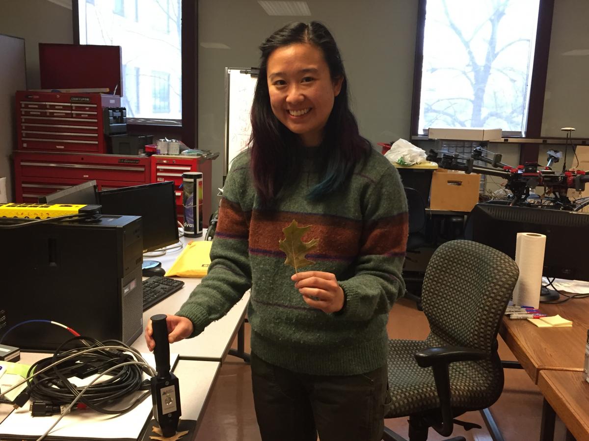 Catherine Chan with remote sensing equipment